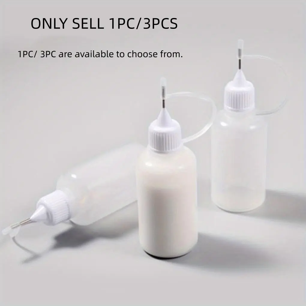 Precision Craft Glue Bottle Set, 3-Pack 30ML Needle Tip Applicators, Refillable & Easy-Squeeze Design, Ideal for Detailed DIY Projects, Plastic Dispensing Bottle