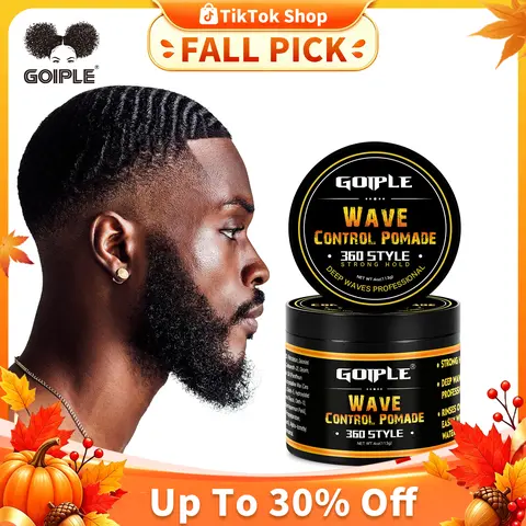 Goiple Men's 360 Deep Wave Haircare Pomade - Shea-Infused Water-Based Strong Hold Gel Styler, Scalp-Kind, Anti-Frizz, Easy Wash, Hydrating, Texture-Defining, Nourishing for Normal Adult Selfcare Users