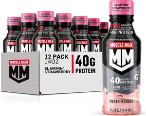 Muscle Milk PRO Series 40g Protein Shake, Slammin' Strawberry, 14oz (Pack of 12)