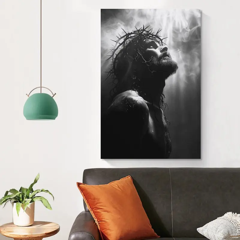 Jesus Christ Portrait Canvas Print Religious Wall Art Bible Print Spiritual Canvas Living Room Decor Canvas Print
