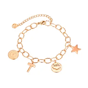 Accessories Design Mini Smiley Face Super High Temperament Cross Titanium Steel Women's Bracelet