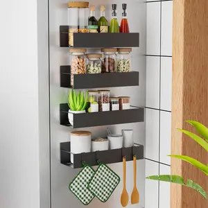 Metal Magnetic Spice Storage Rack Organizer for Refrigerator and Oven, Fridge Organizers and Storage, Kitchen  Utensils(Carbon Steel & Plastic )