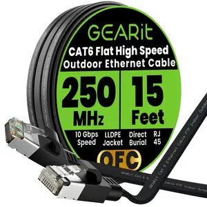 GEARit Black Cat6 Flat Outdoor Ethernet Cable GEARit Black Cat6 Flat Outdoor Ethernet Cable