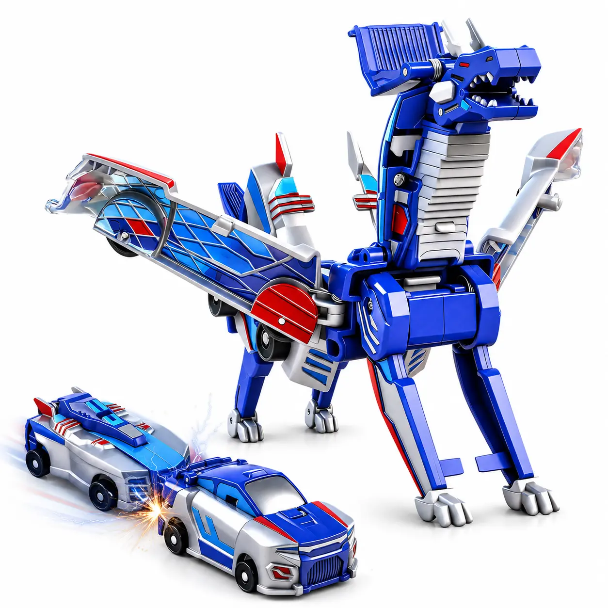 2-in-1 Transforming Dinosaur Car Toy for Kids, Collision Dino Robot Car Set with 2 Cars, Manual Transforming Dragon Toy, No Battery Gift for Boys Girls