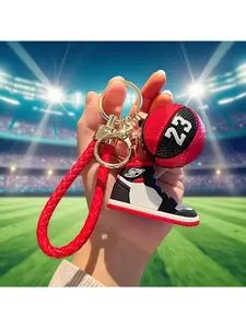 Cute 3Pcs Basketball Shoe Keychain Gift Set, Fashion Bag Pendant Decor Key Ring, Perfect Sports Souvenir Present For Boys Basketball Fans
