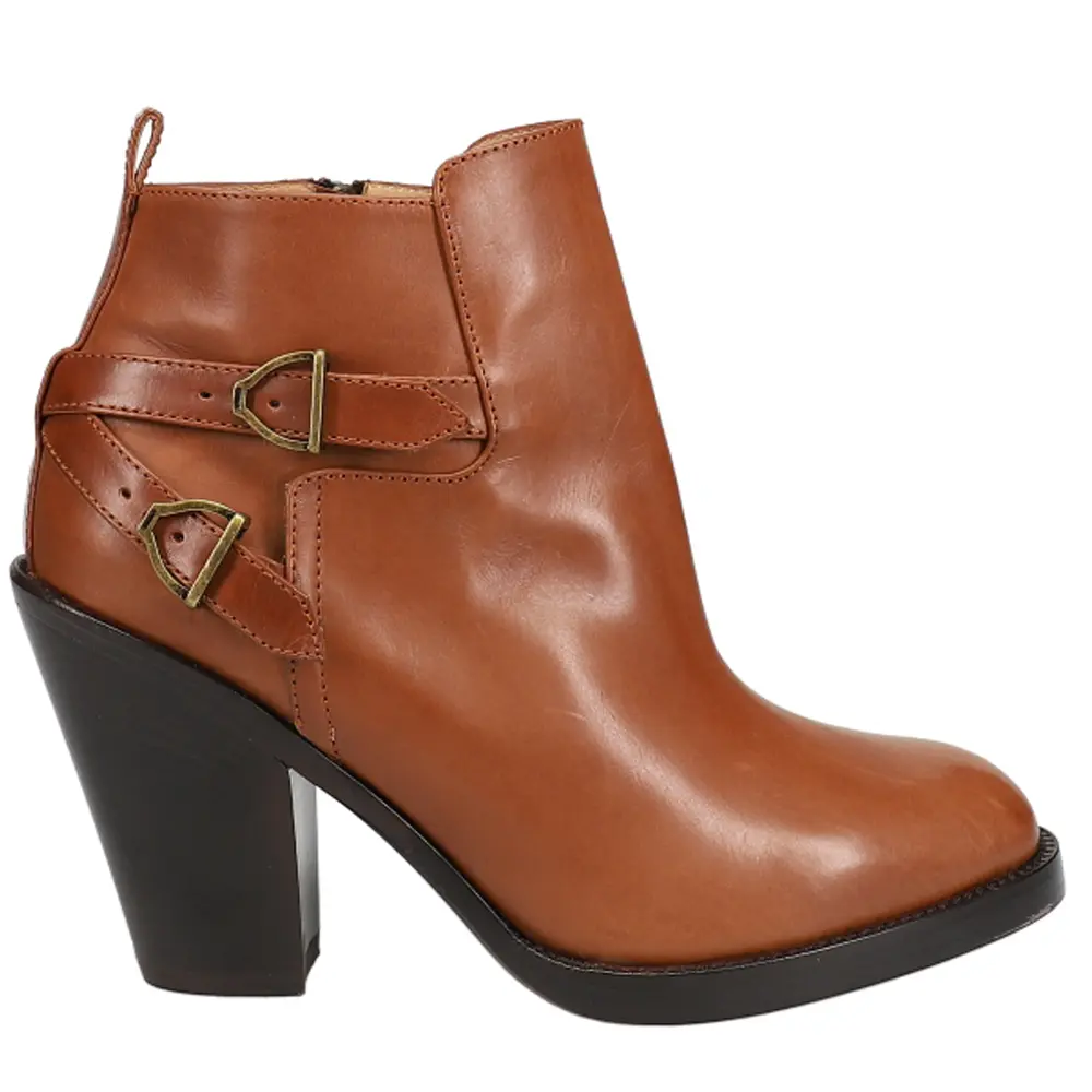 Lucchese Womens Lucia Round Toe Pull On Casual Boots Ankle Mid Heel 2-3" - Brown