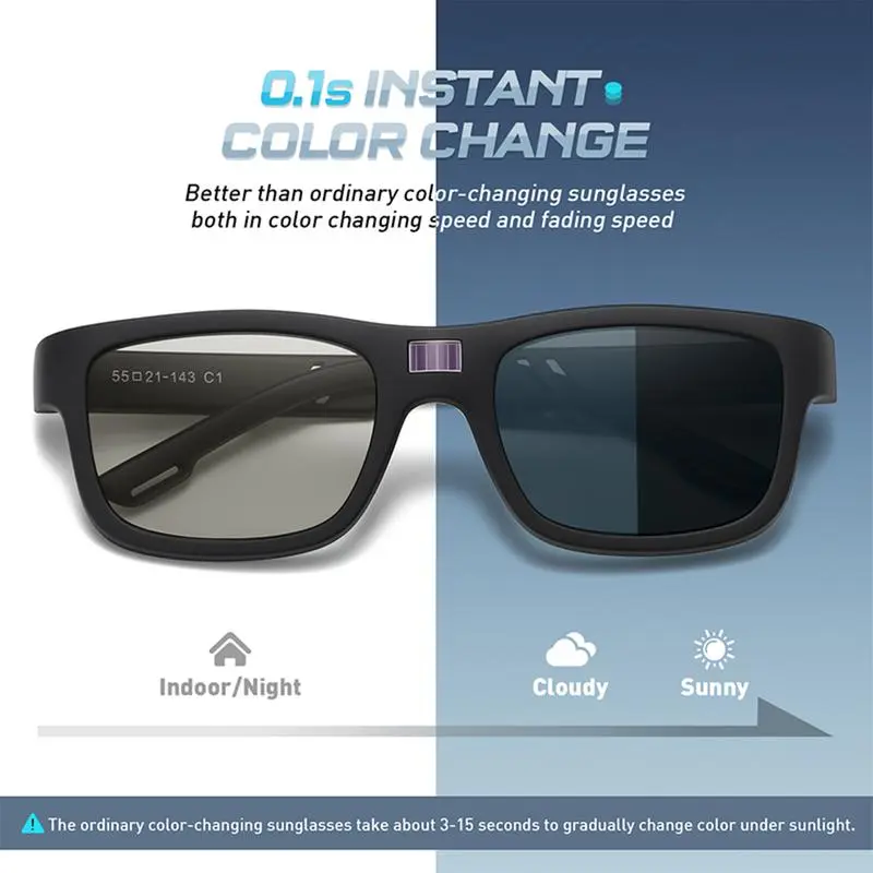 0.1 Seconds AI Photochromic Sunglasses Men Women Polarized Sunglasses UV Protection with Blue Light Blocking