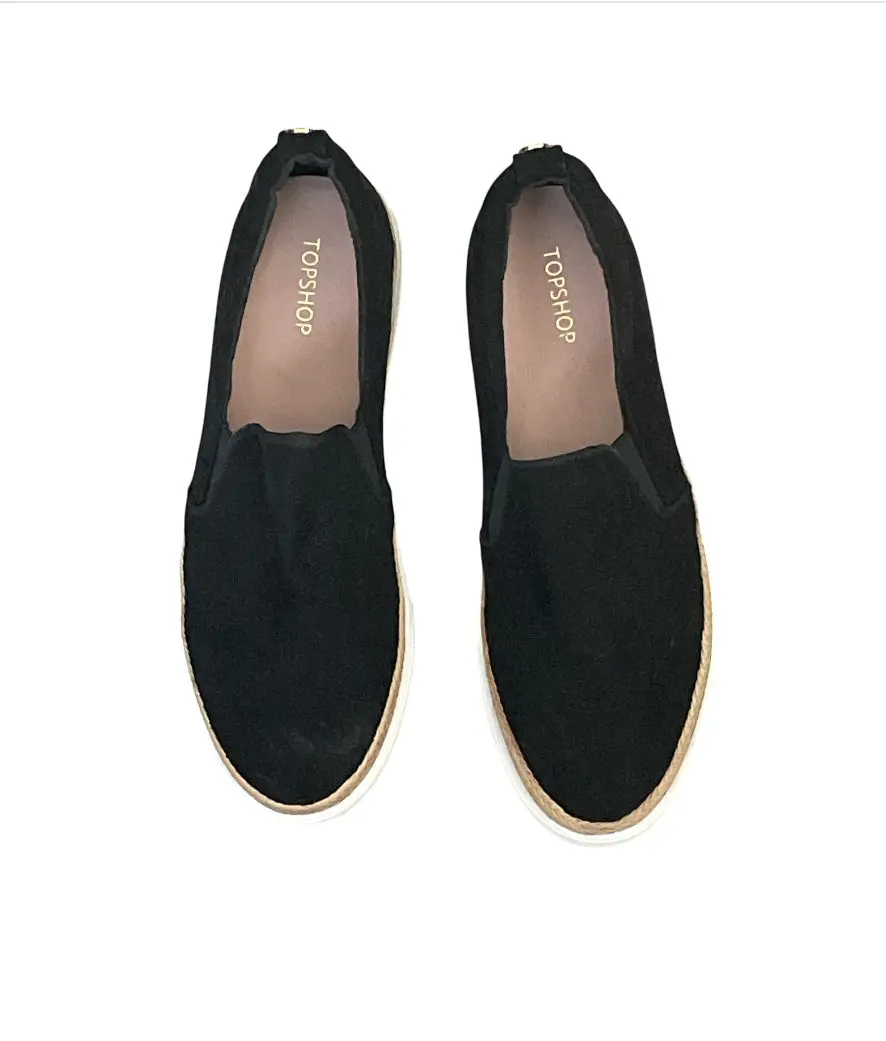 Topshop Women's Black Slip-On Shoes (8.5)