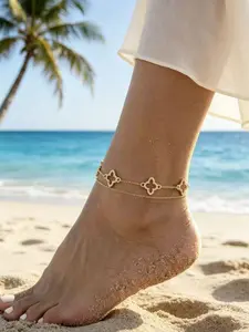 Women's Clover Anklet, Elegant Foot Jewelry, Perfect Gift for Friends, Fashionable Daily Wear Accessory, Unique Design Anklet