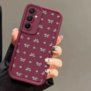Case for Samsung Galaxy S24 Plus S25 S23 S22 Ultra S24+ Simple Bow Flower Pattern Soft TPU Rubber Camera Protection Rugged Mobile Phone Cover