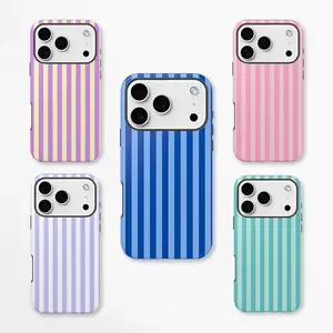 Personalized Aesthetic Striped Touch Phone Case Cute Phone Cover Phone Accessories Trendy Design for iPhone 17 17 Pro Max 17 Pro 17 16 15 14 13 12 11 Custom Monogram Core Tough Shield Preppy Aesthetic Drop Proof Defender Armor Bumper