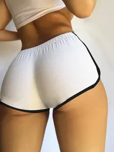 Women's Colorblock Elastic Waist Casual Fashion A-Line, Trendy Sporty Hot Pants for Women, Versatile Summer Wear, Workout Impact Shorts, Soft Stretch Shorts