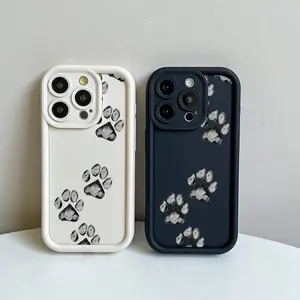 Gray Dog Paw Print Design Pattern Phone Case.TPU Shockproof Full Protection Case, Suitable for iPhone 17/16/15/14/13/12/11 PRO MAX PLUS AIR E XS and PROMAX MINI, Ideal Gift for Friends and Family, T762