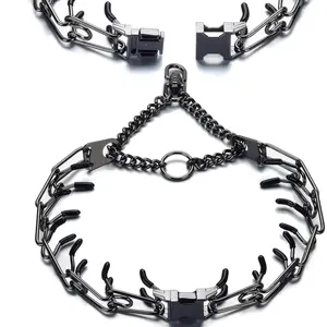 Prong Collar for Dogs Training – Quick Release Buckle for Easy Use – Made of Durable Chrome Plated Stainless Steel – 3mm Prongs for For Small Medium Large Dogs, Extra Link And Caps Size Suitable For Neck 14" To 26"