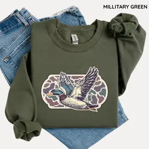 Vintage Camo Duck Hunting Sweatshirt, Retro Flying Mallard Crewneck, 90s Waterfowl Top, Old School Hunting Shirt