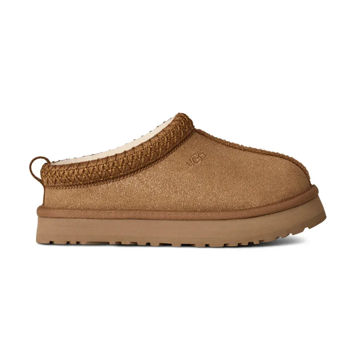 UGG Tazz Dazzle Platform Slipper Chestnut Brown Authentic Sneaker 1174130K-CHE Original Youth Gradeschool Sparkle Shine Comfortable Everyday Wear Warm Winter Cozy Lined Fashion Shoe for Girls, Footwear