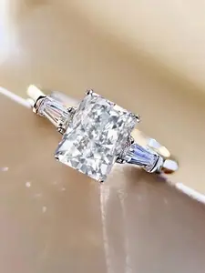 1 PC Fashion Cubic Zirconia Ring For Women Wedding Engagement Valentine's Day Party Gift Prong Ring Elegant Ring Cz Wedding Bands