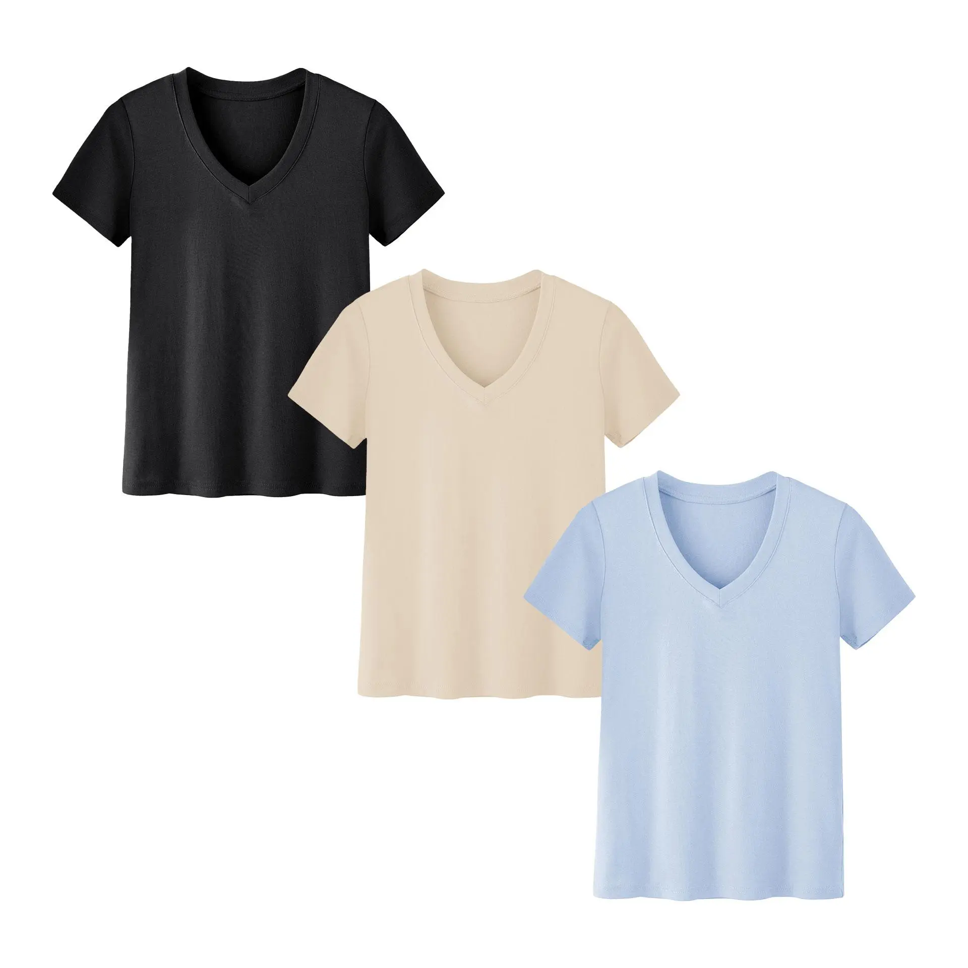 SHOWITTY Women's 1/3 Pack Basic Short Sleeve V Neck T-Shirts - Plus Size Polyester Blend Casual Loose Tee, Women's Tops for Summer Comfortable Workout, Solid Color#SummerWins#DealsForYouDays, Shortsleeve, Tshirt
