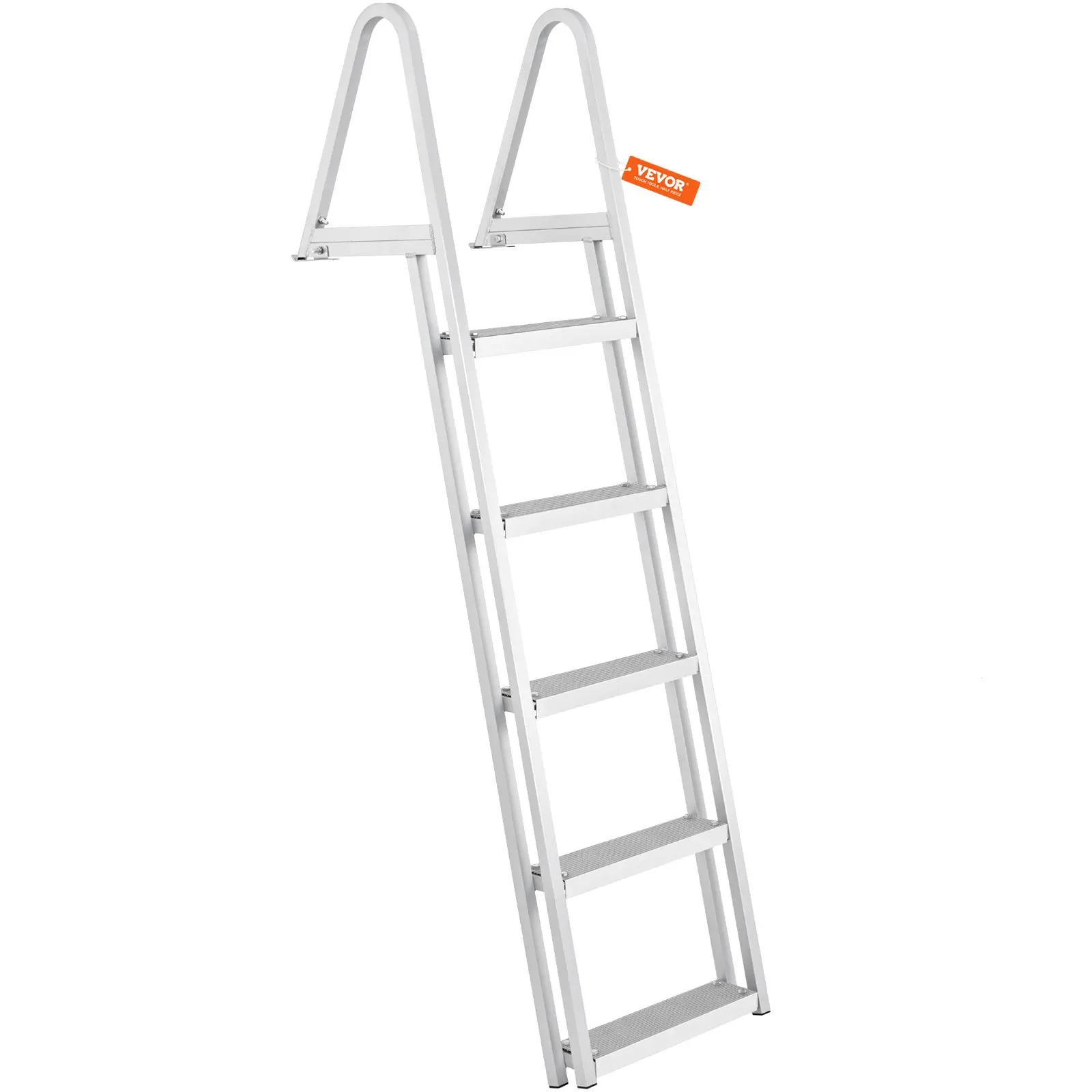 【DealsForYouDays】VEVOR Removable Dock Ladder 5 Steps, 350 lbs Load Capacity, Pontoon Boat Ladder with 4'' Wide Step & Nonslip Design for Ship/Lake/Pool/Marine Boarding