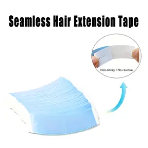 36Pcs Blue Double-Sided Waterproof Sweatproof Hair Adhesive Tape Strips, Glueless Seamless Tape for Lace Front Wigs Toupees & Human Hair Extensions, Skin Safe Long Lasting Wig Tape for Heatless Curl Styling