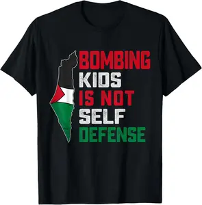 Bombing Kids Is Not Self Defense Palestine Flag Vintage T-Shirt