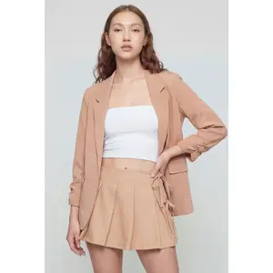 Genevieve Crepe Ruched Sleeve Blazer