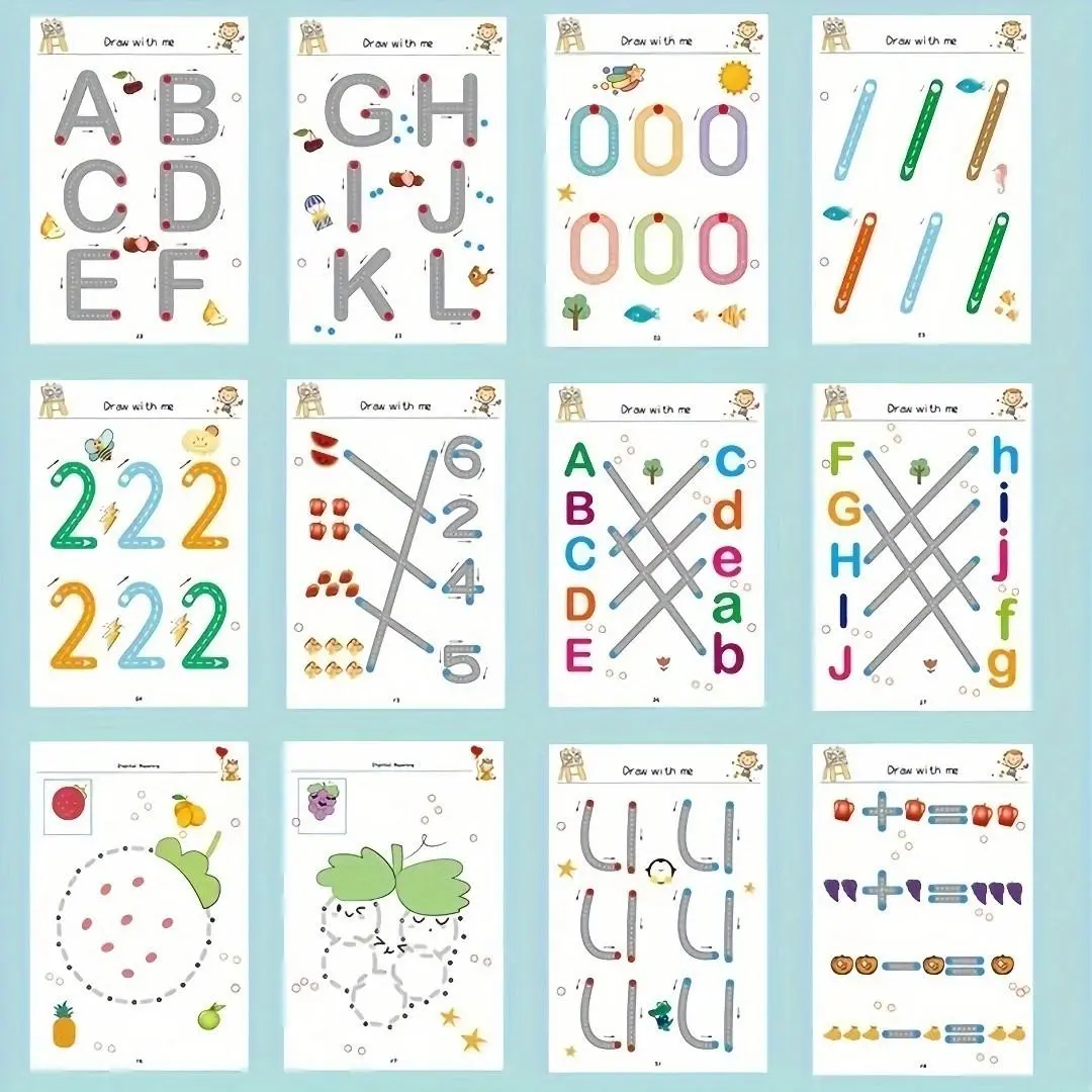 Magic Copybook Set with Random Color Accessories, 1 Set 64 Pages Tracing Book, Educational Drawing Book for Birthday Gifts