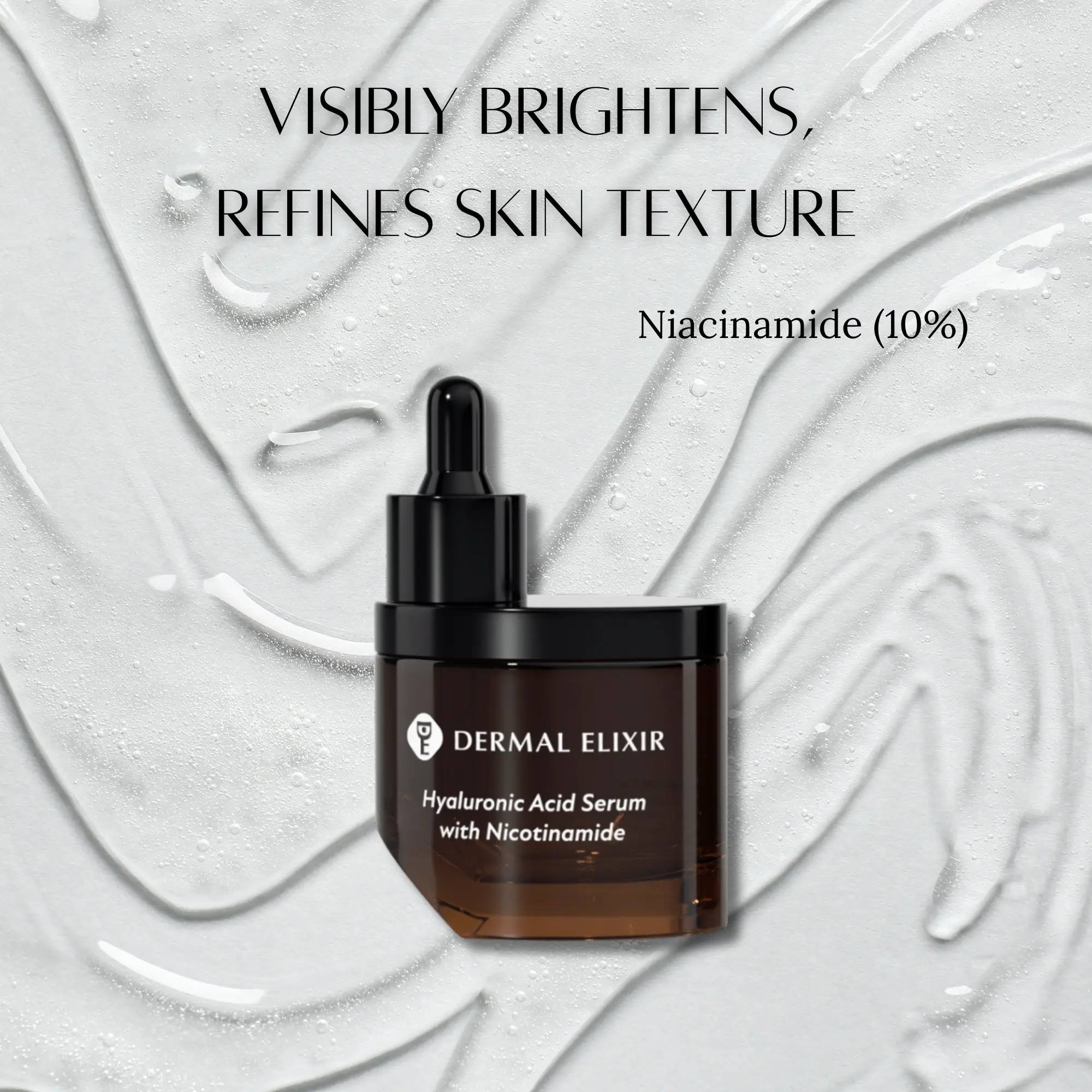 Dermal Elixir Hyaluronic Acid Serum with 10% Nicotinamide (B3), 40ml Daily Skin Repair Serum for Oily Skin