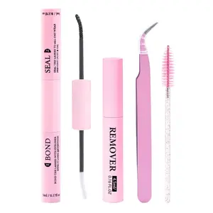 KOUUNOTENN 2-In-1 Eyelash Glue Set Includes Adhesive (5ML+5ML), Tweezers, Remover (4.5ML), Brush, Self-Fusion Lashes, Individual Lashes, Personal Makeup Kit
