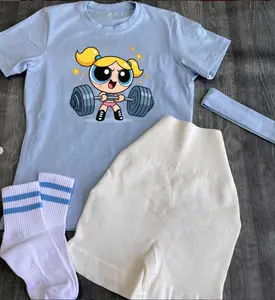 [Only T-shirt] Cute #Powerpuff Bubbles Girls Gym Shirt, Animation Character T-Shirt, Girl Power Tees, Hero Girl Gift Shirt, #Powerpuff Girls Merch