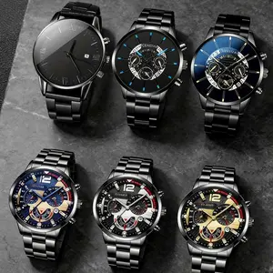 Men's Quartz Watch Set, Round Alloy Case, Fashionable Mechanical Display Calendar, Ideal for Daily & Formal Occasions, Perfect Gift, Fashionable Stylish Watch, Quartz Analog Watch, Business Fashion Watch