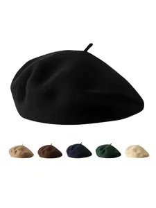Women's Fitted Wool Beret Hat, Plain French Style, Casual Warm Winter Accessory, Fashionable Unisex Gift for Fall & Winter