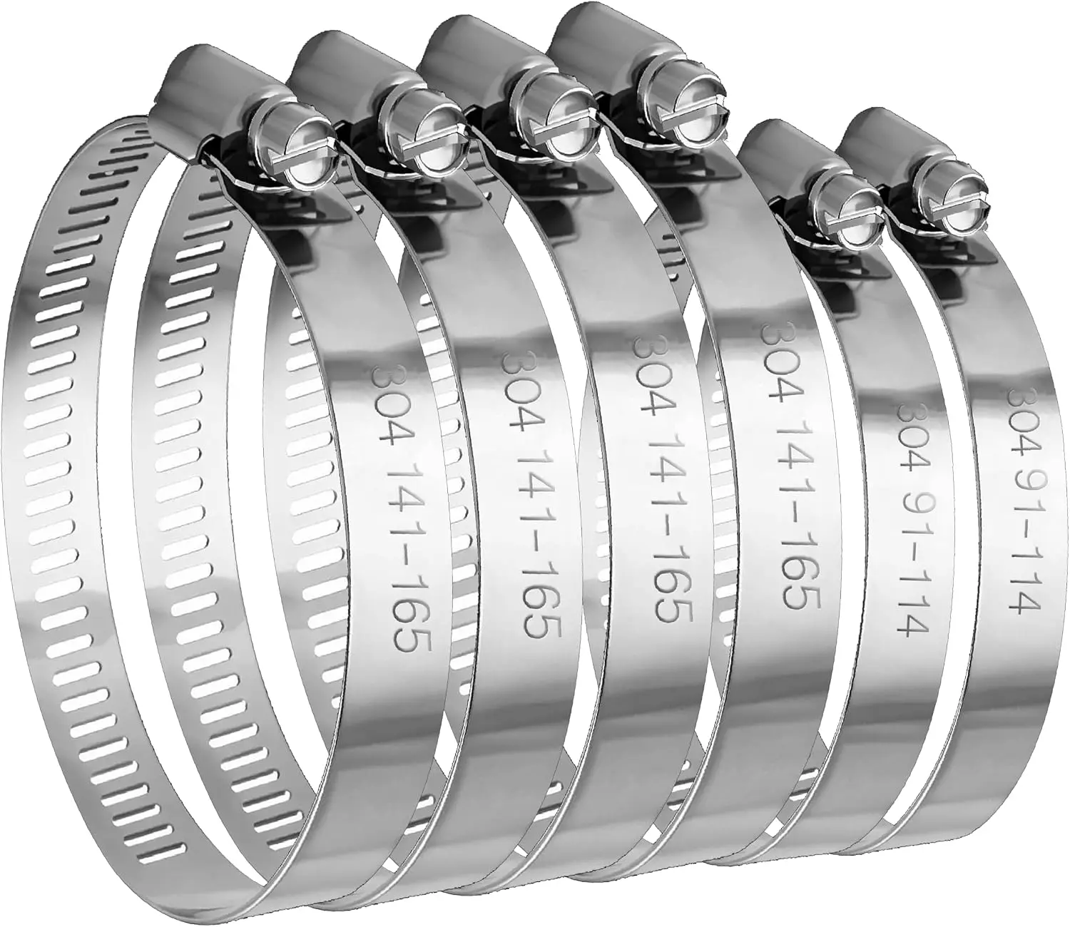 6PCS Dianrui 6" & 4" Stainless Steel Hose Clamps, Air Duct & Worm Clamps for Plumbing, Automotive, Mechanical (91-165mm)