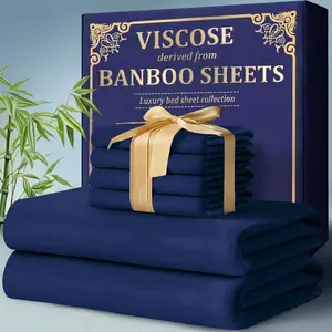 3/4pcs Cooling Bamboo Bed Sheet Set, Breathable and Close-Fitting, Comfortable and Super Soft, Large Bedding Set, Suitable for Hot Sleep, Washable and Machine Washable, All Seasons, Holiday Gift, Perfect for Bedrooms or Guest Rooms various color