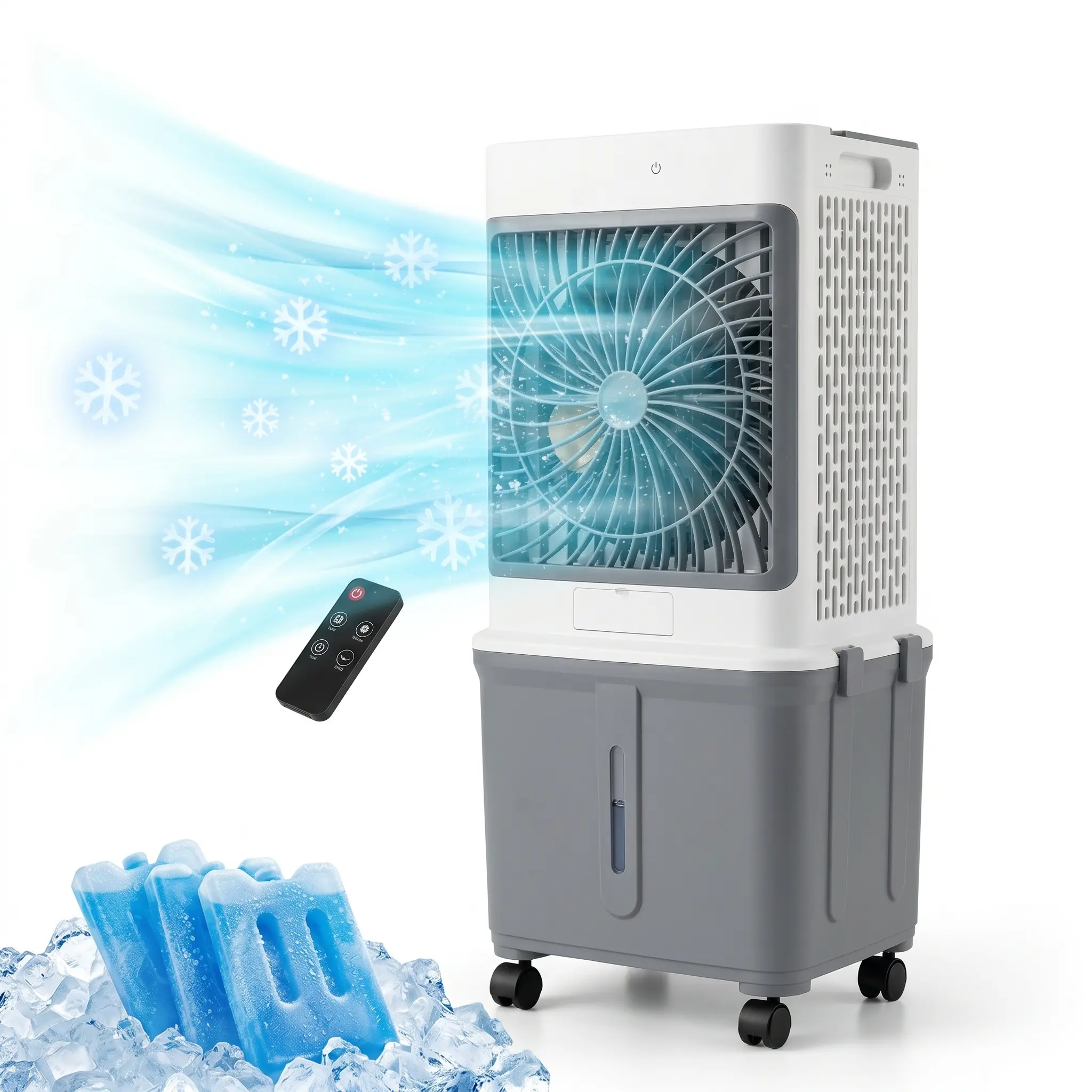 TAZTIR Portable Air Cooler Fan, 3-In-1 Evaporative Tank AIr Cooler Fans Swamp Cooler Aire Acondicionado Portatil With Remote, 3 Modes 3 Speeds & 12h Timer, 1.16/9.5gal ,4 Ice Packs & 4 Wheels, 45° Oscillation, Quiet For Room Home Office