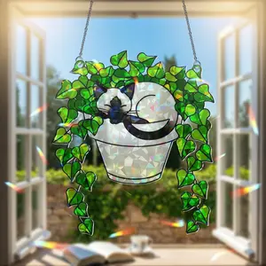 Holographic Siamese Cat Suncatcher: Acrylic Window Hanging