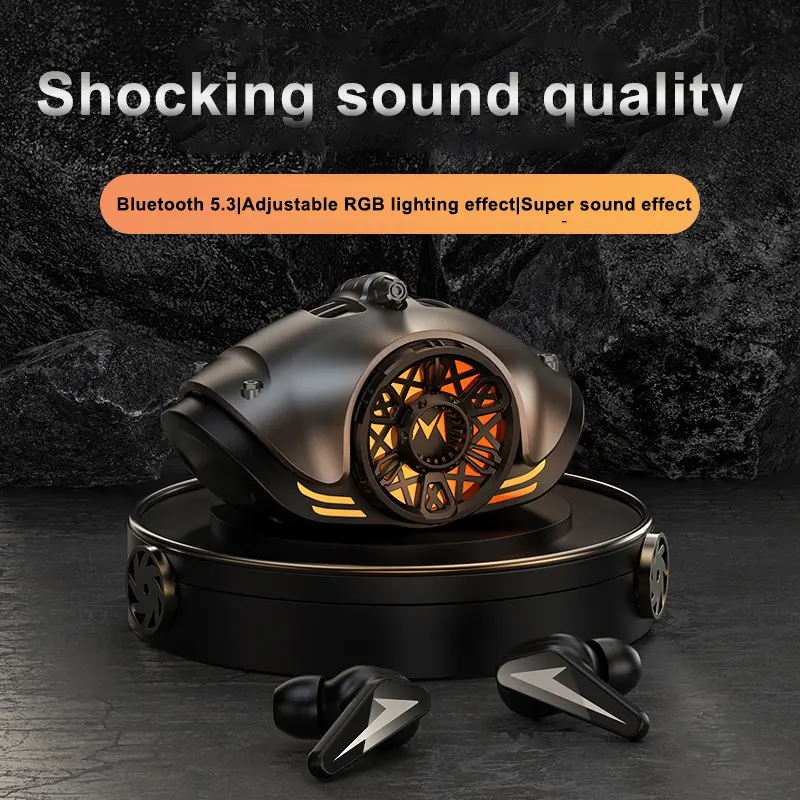 M7 TWS Wireless Bluetooth 5.3 Earphones - Alien Mech Design RGB Lighting, Hi-Res Lossless Hi-Fi Audio, Gaming Noise-Canceling Mic, Touch Controls, Voice Assistant Support, In-Ear Charging Headset, Father's Day Gift, Bluetooth Call Capable, Wireless Earpho