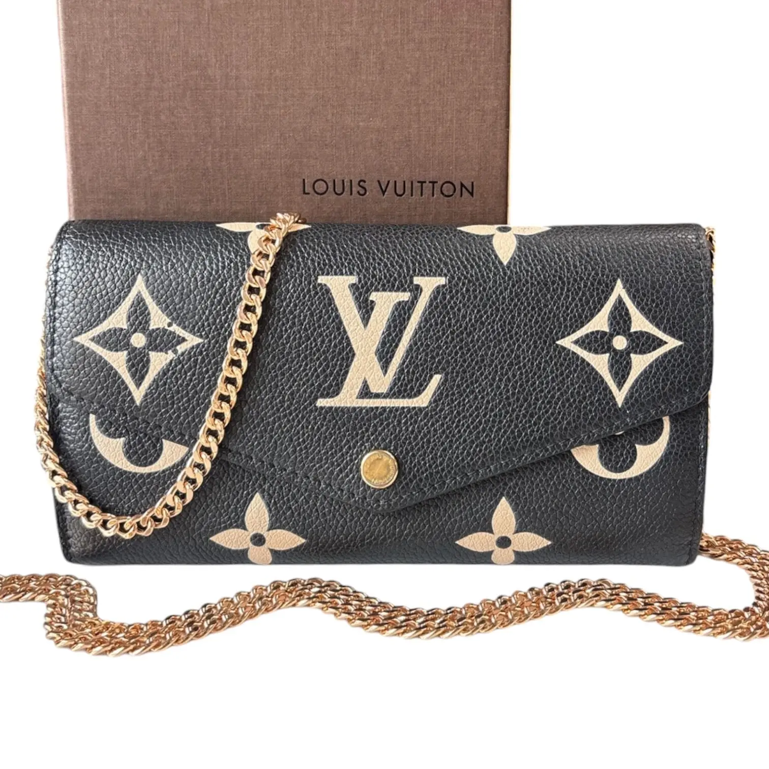 Pre-owned Louis Vuitton Leather Crossbody Bags Giant Empreinte Monogram Sarah Wallet with Chain