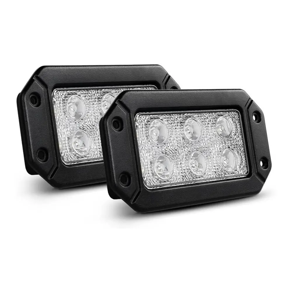 Nilight 2PCS 18W Flush Mount Recessed Spot Lights - High Intensity Bright White Spot Beam, IP67 Rated, Heat Dissip., Universal Fit Off-Road Driving Lights for Jeep Bumper Mounting