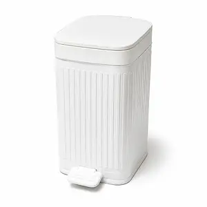 Touchless Silent Flip Lid Waste Bin - Odor-Proof, Liner Retaining Ring, Narrow Decorative with Lids Under Kitchen Counter Bin for Bathroom, Office Home Supplies, With Lids Under Kitchen Counter Bins