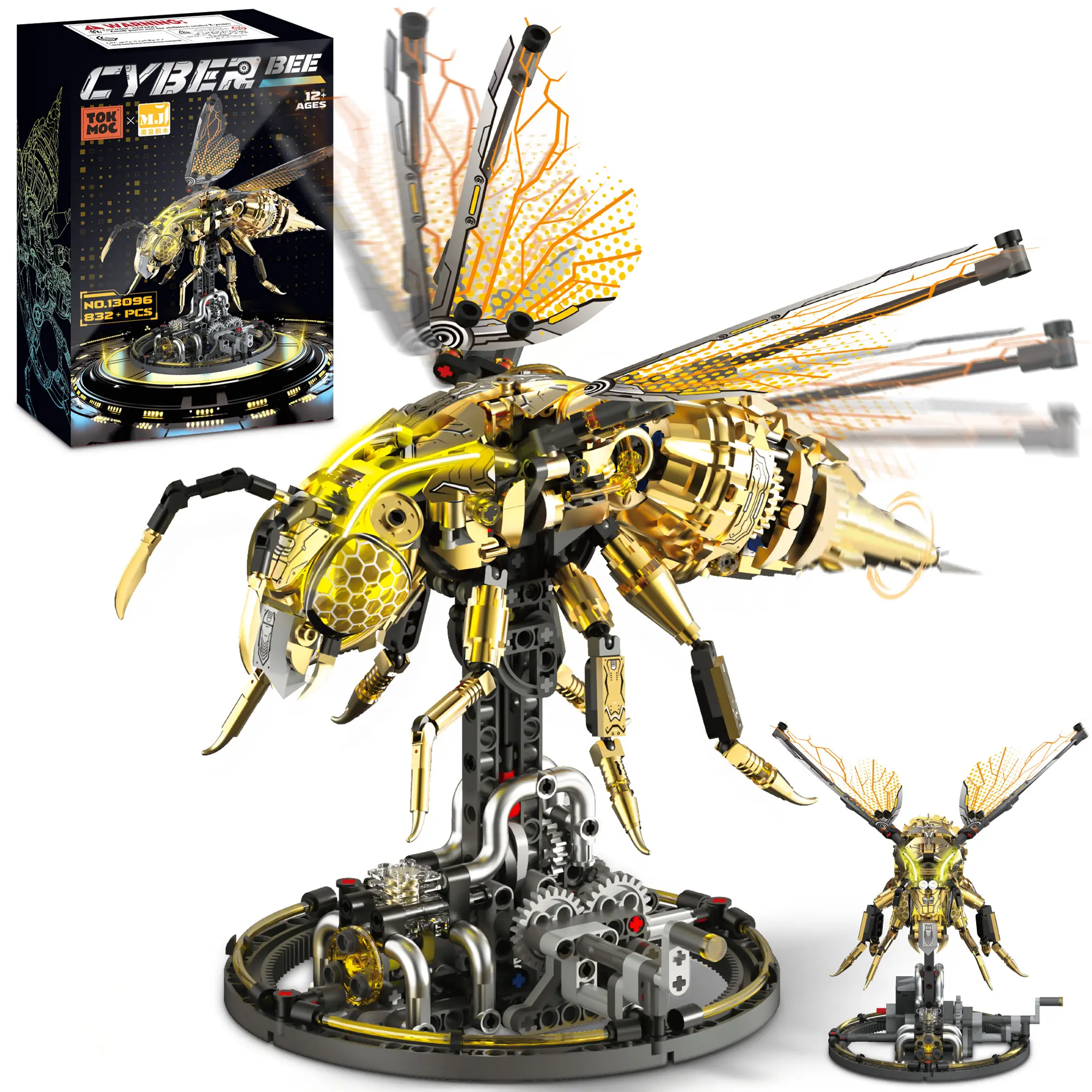 DIY Bumblebee Robot Building Kit 800+Pcs with Poseable Joints Buildable Bumblebee Robot for Display Perfect Gift for Creative Enthusiasts(Building block style, requires assembly)