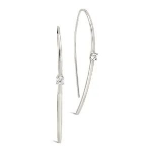 Sterling Silver CZ Studded Threader Earrings