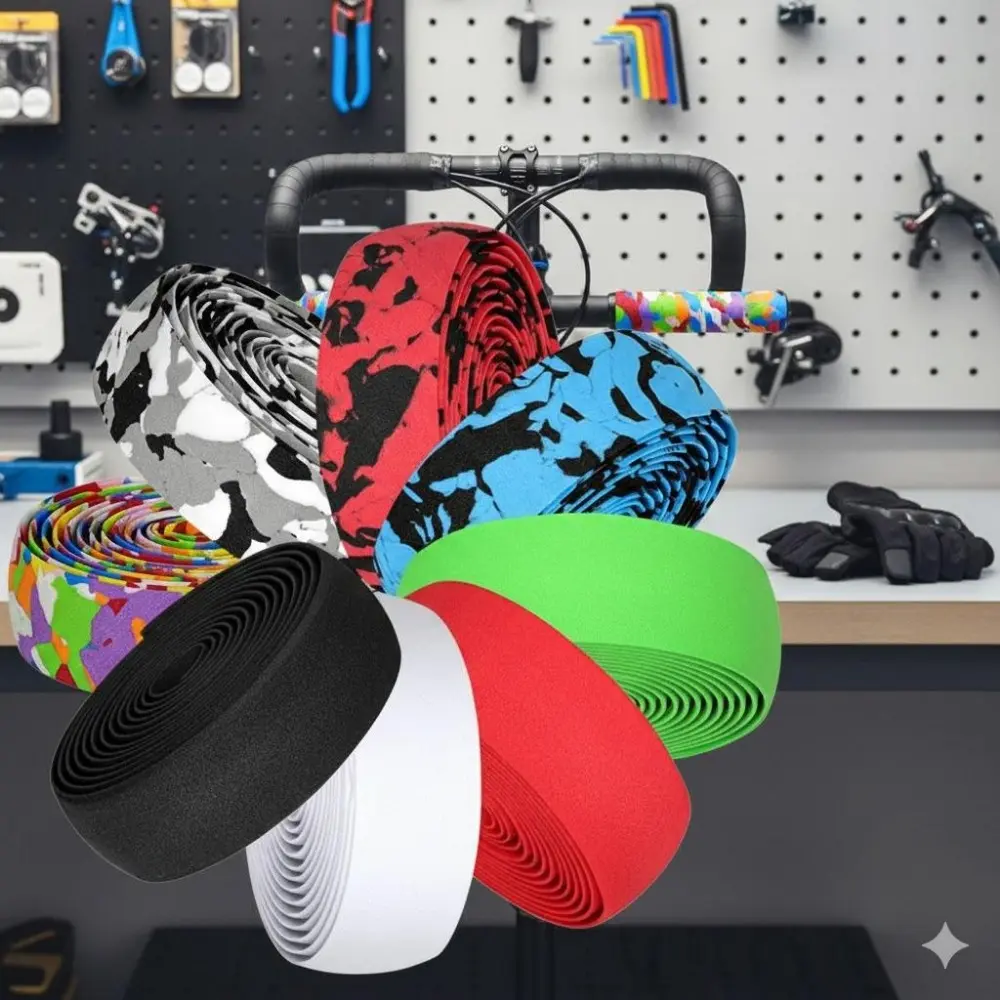 High Elasticity Anti-Slip Bike Handlebar Tape - Durable Grip Wrap for Road & Mountain Bicycles, Includes Bar End Plugs. Eco-Friendly, Anti-Aging DIY Cycling Upgrade, Sports Commute Repair Accessory.
