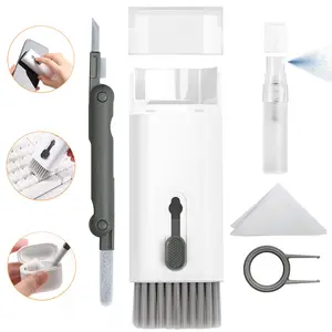 PQRQP Electronic Screen 7 in 1 Cleaner Kit Laptop Keyboard Cleaning Tool for ipad/iwatch/Computer/Phone with Soft Sweep, Swipe, Airpod Cleaner Pen, Key Puller and Spray Bottle