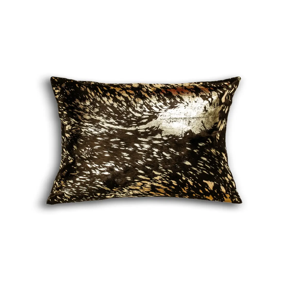 Natural 676685025654 12 x 20 in. Torino Scotland Cowhide Pillow - Chocolate & Gold