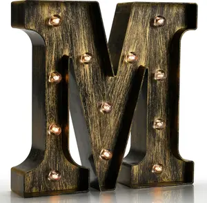 Vintage Light Up Marquee Letters with Lights – Illuminated Industrial Style Lighted Alphabet Letter Signs - Coffee Bar Apartment Bedroom Wall Home Initials Decor A-Z