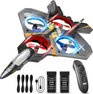 4DRC V17 Foam Remote Control Airplanes Rc Planes for Kids Adults 4-7 8-16, Remote Control Planes Fighter Jet with Light, 360° Flip Fighter Jet Toy, Gravity Sensing, Stunt Roll, Gifts for Kids Boys
