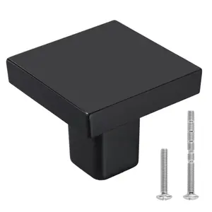 VEVOR Cabinet Knobs, 10 Pack, 1.18 Inch Black Zinc Alloy Drawer Pulls & Door Handles, Square Kitchen Solid Knobs Dresser Handles, Cupboard Hardware with Screws for Bathroom Closet Cabinets Drawers