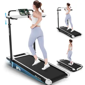 【Spring Glow Up】ANCHEER Treadmill with Desk Workstation & Adjustable Height, 8 in 1 Folding Treadmill with 8% Incline, 2.5HP Walking Pad for Home, 300lbs Weight Capacity/Ultra-Quiet/3 Type Control/Installation-Free