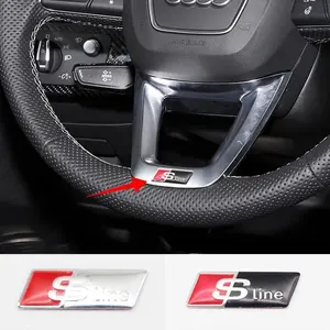 Aluminum Alloy Car Steering Wheel Emblem Badge Sticker, Fits Audi Sline Logo A3 A4 A5 A6 A7 A8 Q3 Q5 Rs3 Rs4 Rs5 Rs6 S3 S4 S5